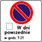 Znak zakazu B-39, strefa ograniczonego postoju